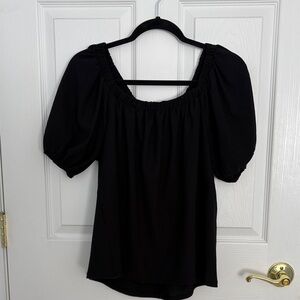 Anthropology Black Puff Sleeve Blouse